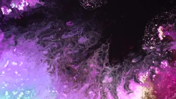 Pastel paars paars paars violet zeer peri eenhoorn kleuren inkt verloop. Magische menging en rotatie van vloeibare verven macro — Stockvideo