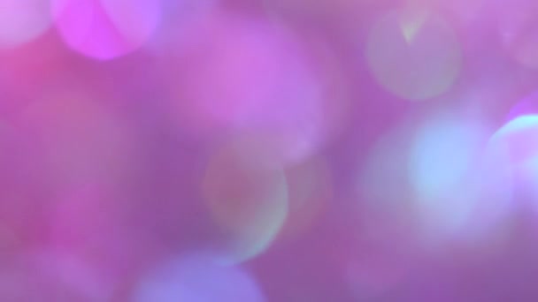 パステルピンクと紫のボケのライト。ネオン色のぼやけた円、抽象的な柔らかいユニコーンの背景 — ストック動画