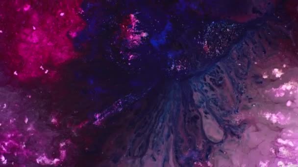 Neon blue violet dark purple colors ink. Liquid colorful amazing organic background. Explosion in galaxy cluster. Eye of God, Helix Nebula, Planetary nebula, Big Bang, Outer space, Universe, Stardust — Stock Video