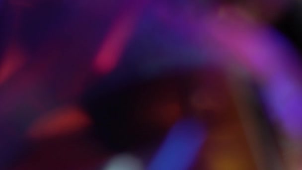 Lens reflections. Trendy Iridescent Holographic Background Design. Multicolored purple pink blue colors rays glare and bokeh. Optical Crystal Prism Flare Beams illusions — Stock Video