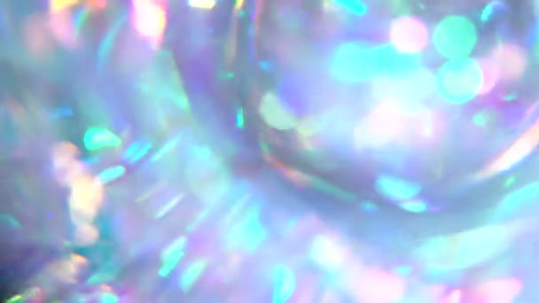 Une fusée éclairante. Magic Rainbow Crystal Reflète la Lumière. Fond flou abstrait pour des vacances. Illusion optique, Bokeh multicolore — Video