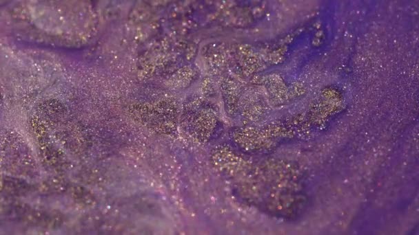 Фиолетовый Блеск Жидкий Косметический Мерцающий Продукт Абстрактный Блестящий Металлический Фон — стоковое видео