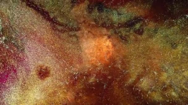 新金和铜金属颗粒宏观 宇宙宇宙星云背景 — 图库视频影像