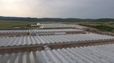 Sera çiftçiliği ve tarım, hava manzarası.