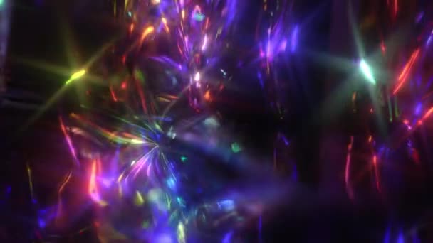 金属金 濃い青と紫の光漏れを非難した パーティーのためのお祭りネオン抽象ホログラフィック現代的な背景 燃えるような輝き オーロラボレアリス — ストック動画