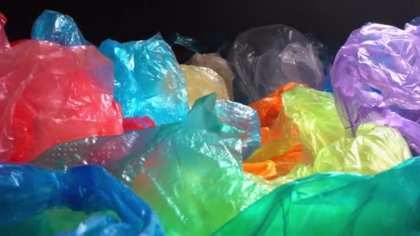 Bolsas Supermercado Plástico Solo Uso Contaminación Envases Plástico Basura Plástica — Vídeos de Stock