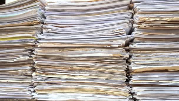 Reciclar Papel Usado Oficina Antiguos Documentos Archivo — Vídeos de Stock