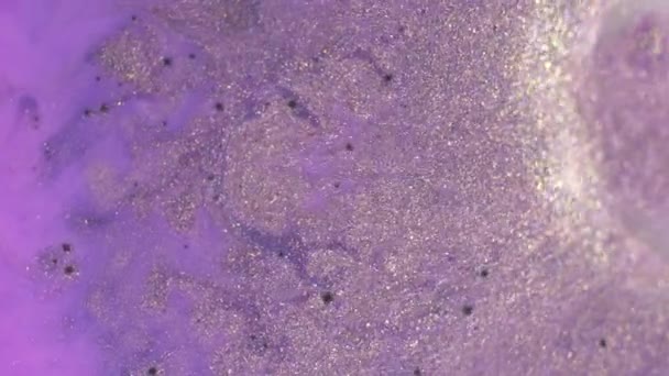 Lilac Purple Silver Holographic Glitter Liquid Ink Flows Texture Beauty — Vídeo de Stock