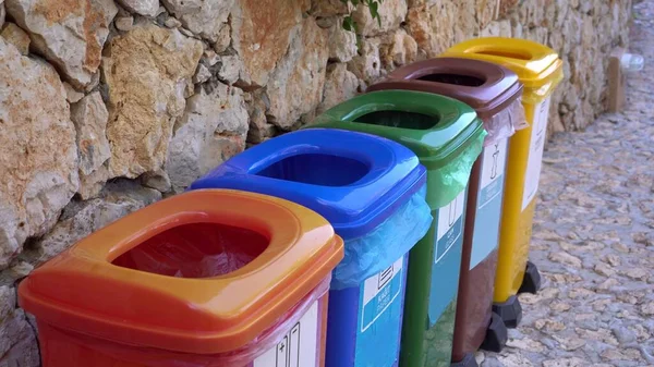 Plastic Metal Paper Glass Organic Recycle Waste Bins High Quality Royalty Free Εικόνες Αρχείου