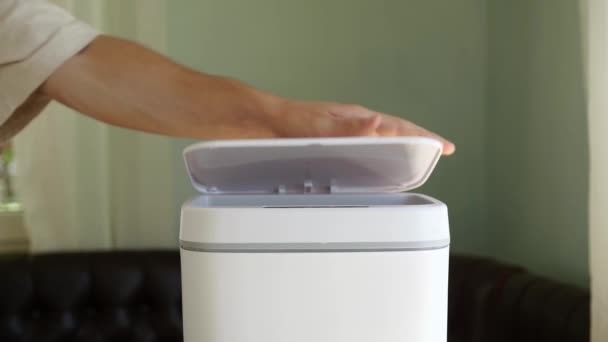 Stale Uneaten Fruit Thrown Trash Food Waste Contactless Smart Touch — Stok video