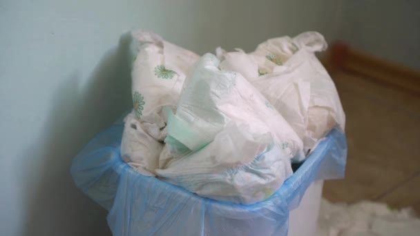 Dirty Baby Diapers Trash Disposing Used Nappies High Quality Footage — Stockvideo
