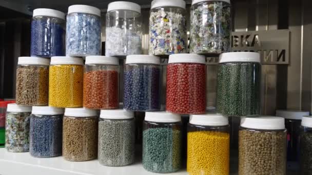 Plastic Pellets Granules Raw Polymer Materials Plastic Products Plastic Factory — стоковое видео