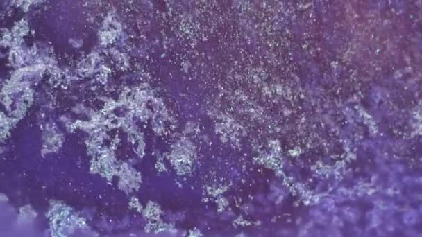 Mezcla Colores Púrpura Lila Blanco Flujo Tinta Movimiento Fluido Brillo — Vídeo de stock