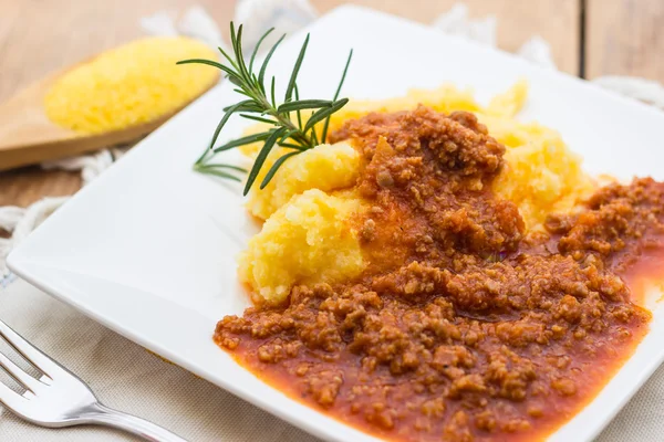 Polenta with Bolognese Sauce — Stock Photo, Image