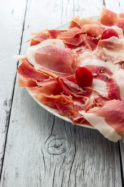 Real pork ham from Italy Bologna — Stock Photo, Image