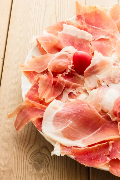 Real pork ham from Italy Bologna — Stock Photo, Image