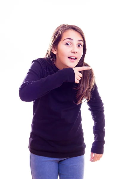 Mädchen zeigt — Stockfoto