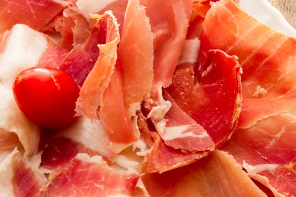 Real pork ham from Italy Bologna — Stock Photo, Image