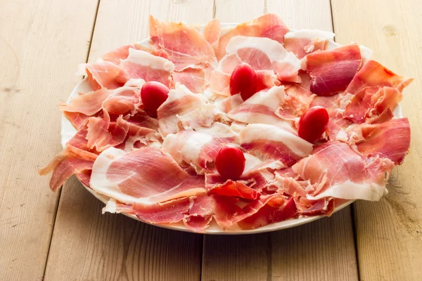 Real pork ham from Italy Bologna — Stock Photo, Image