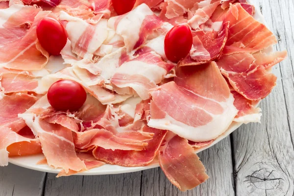 Real pork ham from Italy Bologna — Stock Photo, Image