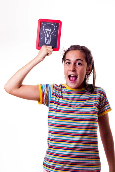 Sorridente bambina con un'idea — Foto Stock