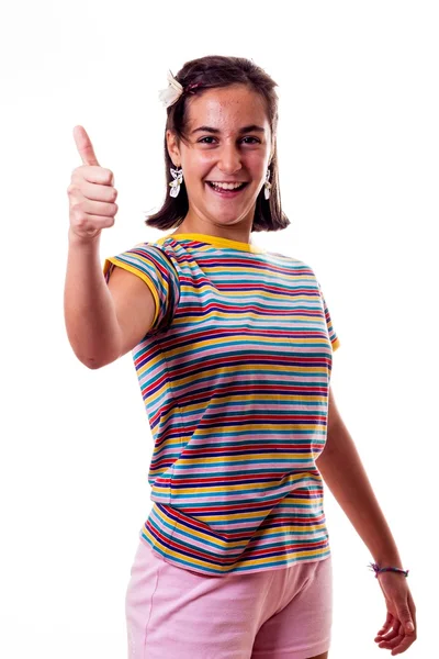 Little girl with thumbs up — Stock Photo, Image