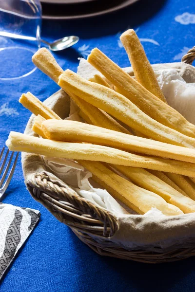 Basket of homemade breadsticks — Stock Photo, Image