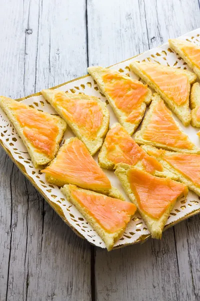 Canapes with salmon — Stock Photo, Image
