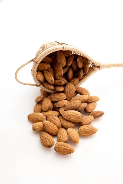 Almonds White Background — Stock Photo, Image