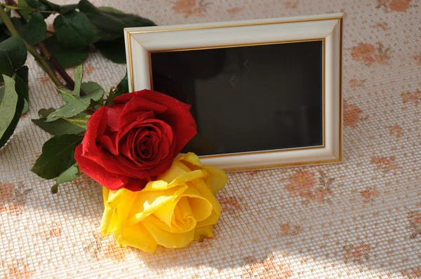 Photo frame and the rose — Stock Photo, Image