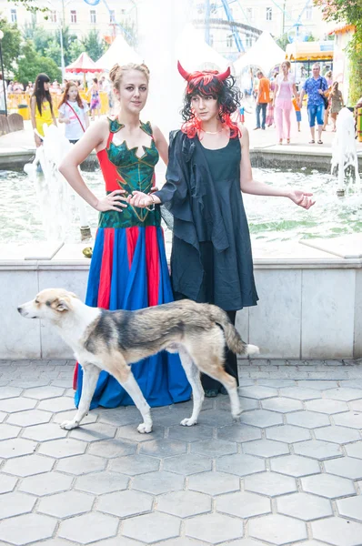 Verkleiden sich auf ivan kupala day Feier — Stockfoto