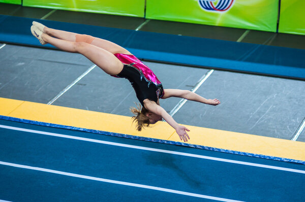 The girl on the acrobatic track