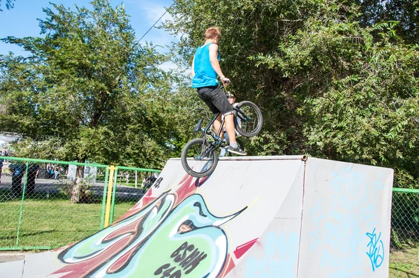 Gli appassionati di bike trial — Foto Stock