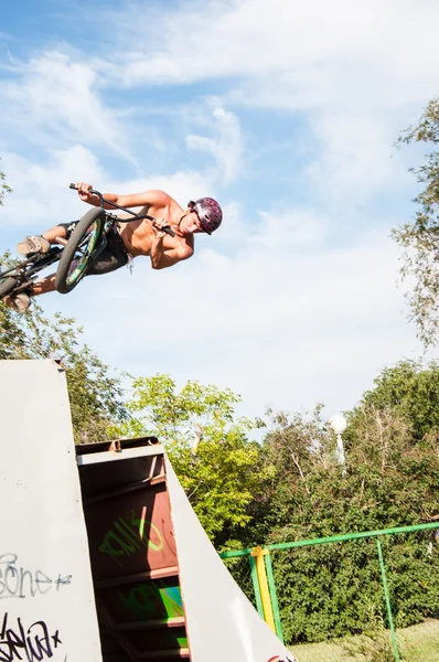 Gli appassionati di bike trial — Foto Stock