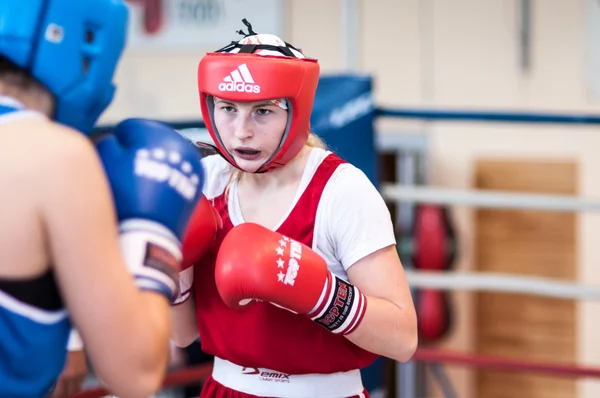 Competition Boxing between girls — Stock Photo, Image