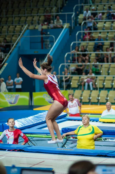 Jumping on a trampoline — Stock Photo, Image