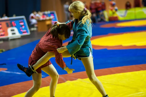 Sambo or Self-defense without weapons. Competitions girls — Stock Photo, Image