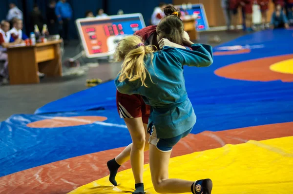 Sambo or Self-defense without weapons. Competitions girls — Stock Photo, Image