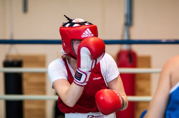 Competition Boxing between girls. — Stock Photo, Image