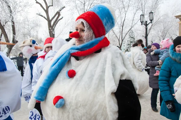 Competição de Ano Novo de bonecos de neve — Fotografia de Stock