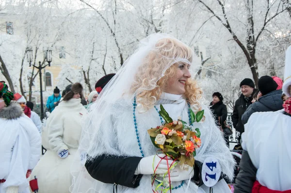 New year competition of snowmen — Stock Photo, Image