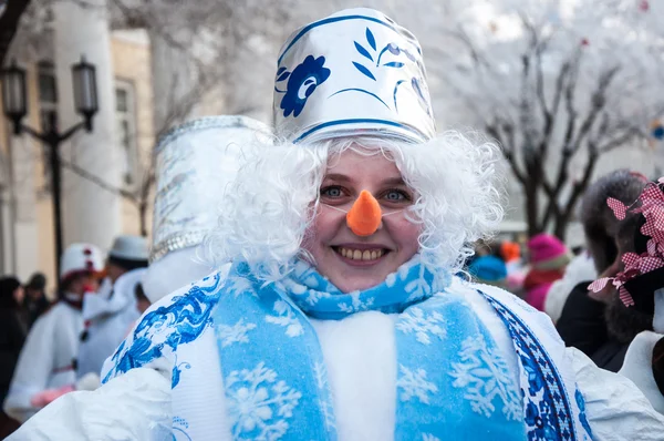 New year competition of snowmen — Stock Photo, Image