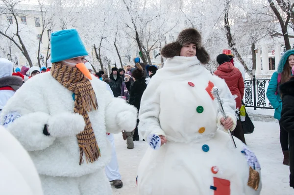 La competición de Año Nuevo de los muñecos de nieve — Foto de Stock