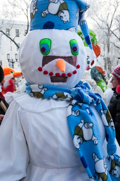 Competição de Ano Novo de bonecos de neve . — Fotografia de Stock