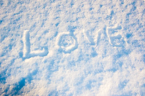 Happy Valentine's Day. The inscription on the snow — Stock Photo, Image