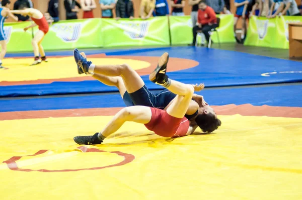 Competição de wrestling esportivo entre meninos — Fotografia de Stock