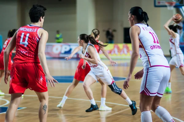 Basketbal spel Rusland Spanje — Stockfoto