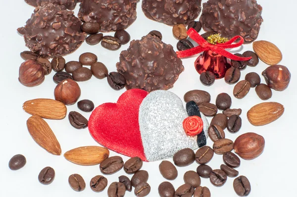 Heart chocolate candy on Valentines day — Stock Photo, Image