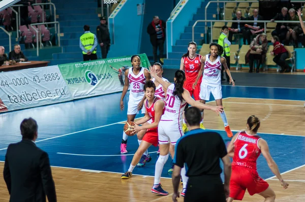 Basketballkamp Russland Spania ... – stockfoto