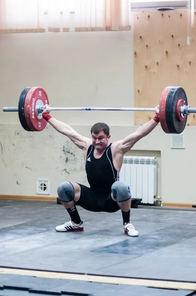 Heavy athletics, weightlifter... — Stock Photo, Image